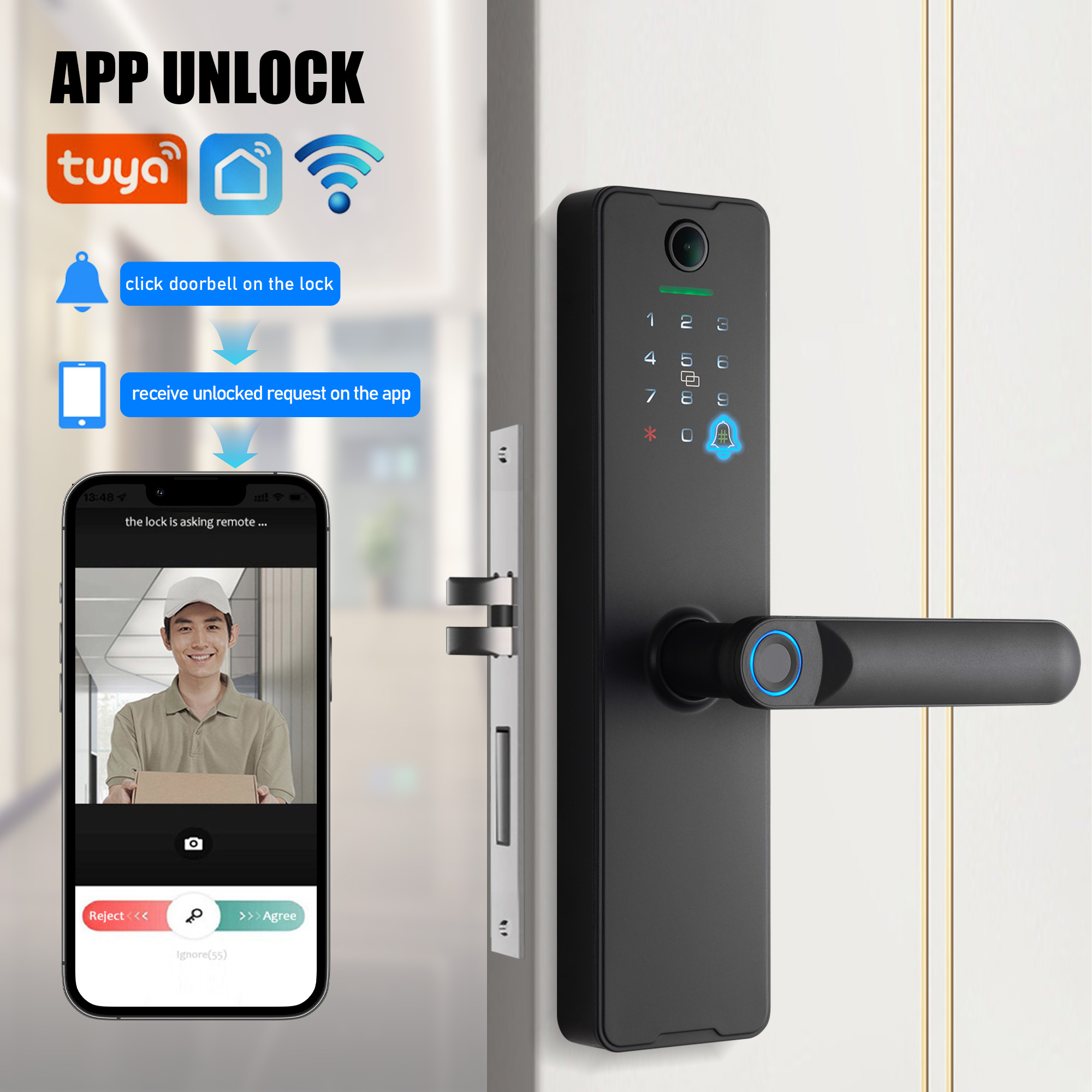 WF - X8 - Smart Video Door Lock with Live Monitoring. - Image 3